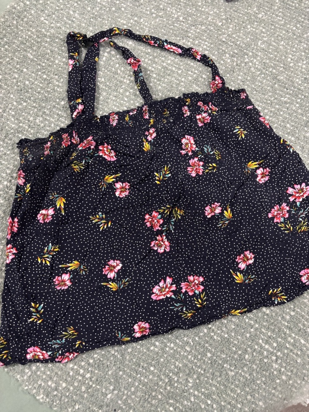 Navy Floral Polka Dot Summer Tank Top